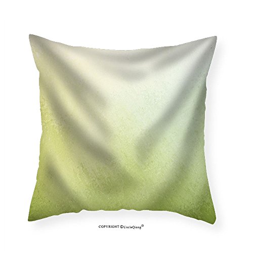 VROSELV Custom Cotton Linen Pillowcase classy light green background with pale white center spot and darker green grunge design - Fabric Home Decor 22"x22"