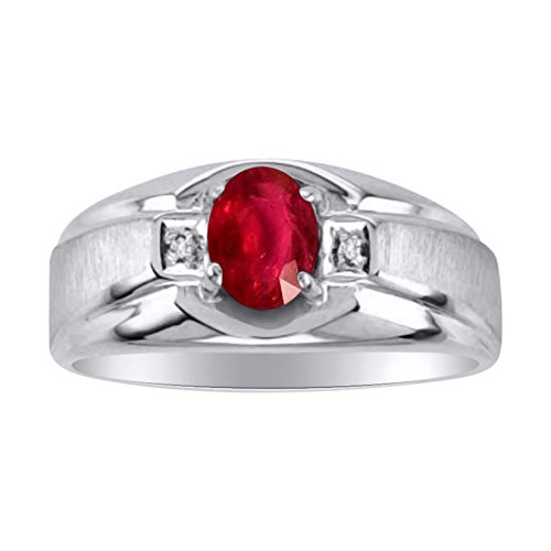 Genuine ruby & diamond ring set in sterling silver …