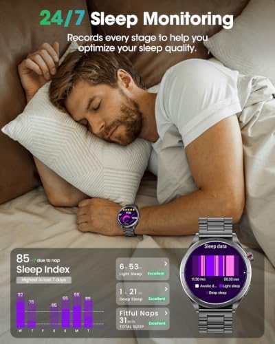 Men's Smart Watch with ECG, VFC, Microcheck, Blood Pressure, AI-GPT, SOS Call, 24H Sleep/Heart Rate/SpO2, 120+ Sports Modes, Flashlight, 5ATM Smartwatch for Android iOS Black