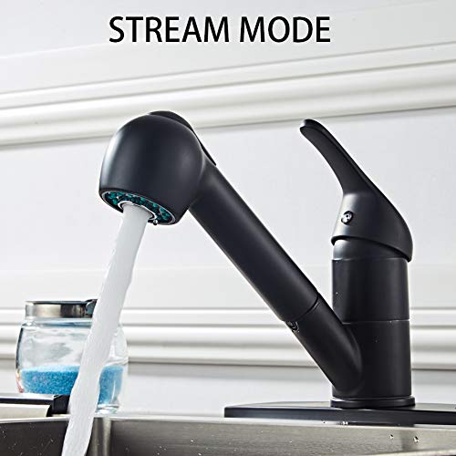 FRMARCH Commercial Single Handle Kitchen Faucets with Pull Down Sprayer,High Arch Brushed Nickel Hot & Cold Water Kitchen Laundry Utility Sink Faucet With Two-function Nozzle- Black