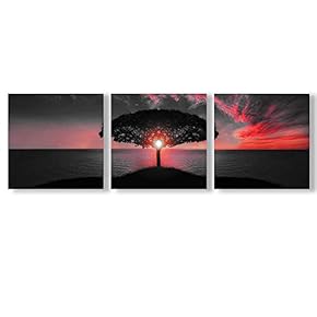 Canvas Wall Art Abstract Cloud Tree Pictures Home Wall Decorations for Bedroom Living Room Oil Paintings Canvas Prints Framed - 12"x12"x3 Panels