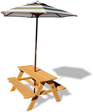 Outward Play Sunset Wooden Picnic Table with Umbrella