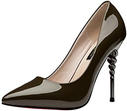 Passionow Women's Fashion Pointy Toe Slip-on Stiletto High Heel Pumps Wedding Party Shoes (7 B(M)US,Green)