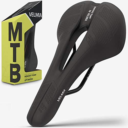 VELMIA Mountain Bike Seat Made of Comfortable Memory Foam I MTB Saddle