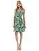 PattyBoutik Women V Neck Sleeveless Print Dress (Teal, Green and Yellow 19 X-Small)