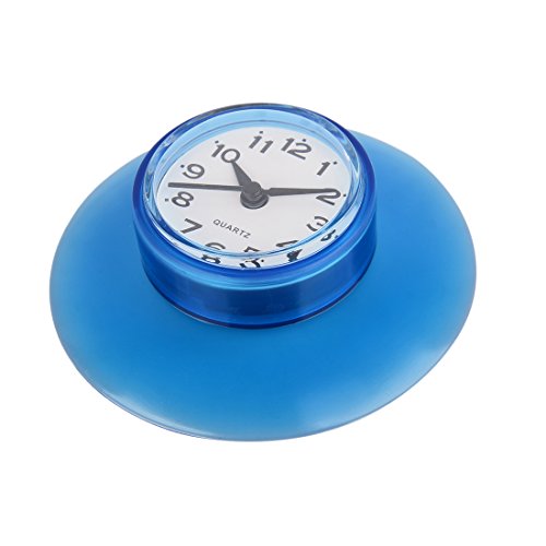 Fcoson Portable Water Resistant Round Mini Clock with Suction Cup