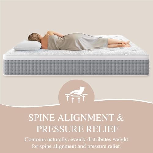 BedStory Double Mattress Firm 10 Inch - Luxury Hybrid Full Size Mattresses in a Box with Individual Pocket Spring for Extra Lumbar Support ＆ Pressure Relief - CertiPUR-US Certified - 365-Night Trial