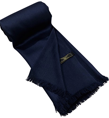 Dark Blue Solid Color Design Fringe Shawl Scarf Wrap Stole Pashmina CJ Apparel NEW