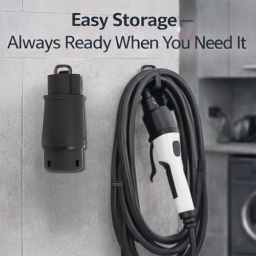 EVGATSAUTO Adaptador de Carga EV, Tipo 1 a Tipo 2 Conector de Cargador EV Adaptador de Carga de Vehículos Eléctricos Protección IP54 16A 32A 230V Universal