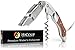 Hicoup Wine Opener - Professional Corkscrews for Wine Bottles w/Foil Cutter and Cap Remover - Manual Wine Key for Servers, Waiters, Bartenders and Home Use - Stainless Steel With Rosewood