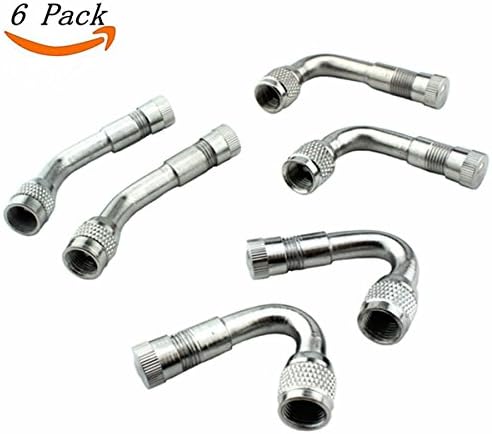 6 Pieces Valve Extenders Chrome 45 Degree 90 Degree 135 Degree Angled Wheel Tire Tyre Valve Stem Extension Adapter for Car Motorcycle Bike Truck RV's Scooter Universal Extenders- Set of 6 - (Sliver)