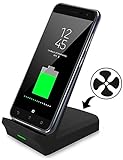 Fast Wireless Charger, Rodzon Fast Charging Stand with Cooling Fan, 2 Coils Qi Wireless Stations Pad for Samsung Galaxy Note 8, S8, S8 Plus, S7, S7 Edge, iPhone X/ 8/ 8 Plus