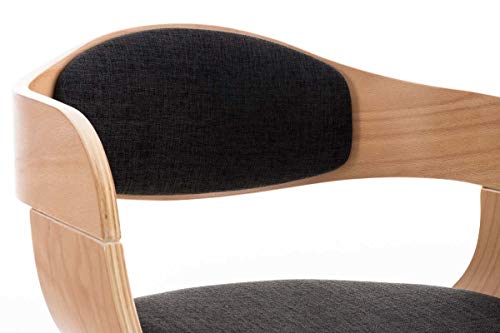 CLP-Sedia-Visitatore-Kingston-in-Tessuto-Sedia-rtro-Imbottita-con-Braccioli-e-4-Gambe-Sedia-Pranzo-in-Legno-Sedia-Conferenza-Sedia-Attesa-Design-con-Schienale-Grigio-Scuro-Natura