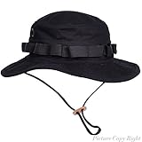 GLORYFIRE Boonie Hat Tactical Ripstop Headwear Bucket Hat with Map Pocket Chin Strap for Wargame Sports Hunting Fishing UV Protection Cap with Oversized Brim for Outdoor Military Hat with Brass Vents