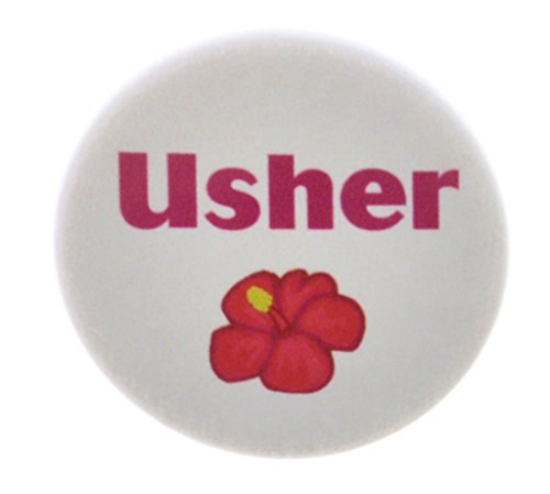 Usher Tropical Flower 2.25' Large Pinback Button Pin Hawaiian Wedding Party