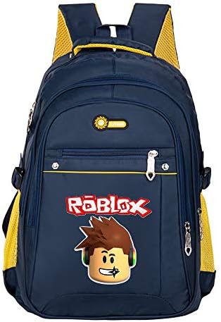 Roblox Casual Backpack Multifunctional British Style Children's School Bag Kindergarten Bag Backpack Bag Preschool Class Bag Unisex (Color : Dark Blue01, Size : 30 X 19 X 45cm)