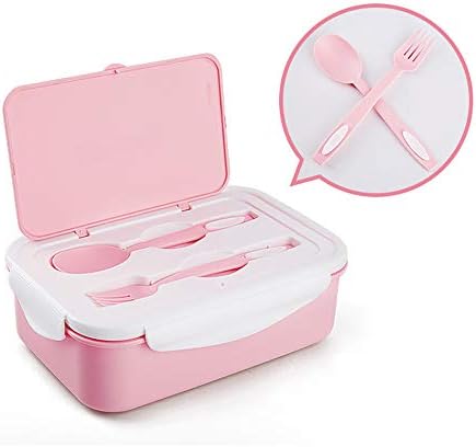 Bento Lunch Box For Kids Adults-Leakproof With 3 Compartments,BPA-Free and Food-Safe Materials(Includes Spoon and fork) (pink)