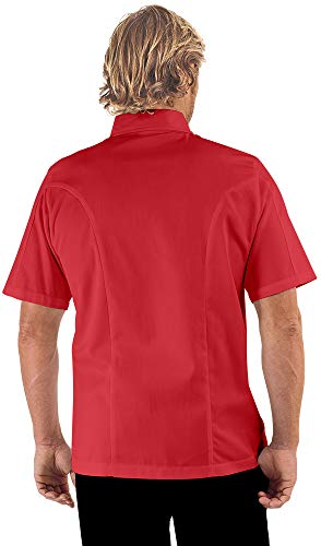Men's Traditional Chef Coat with Knotted Cloth Buttons (XS-3X, 3 Colors) (X-Large, True Red)