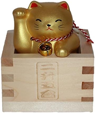 MITOUKAN be lucky with money Japanese MASUSAKE Maneki Neko Beckoning Cat Lucky Cat Figurine GOLD