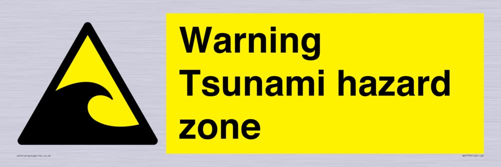 Warning Tsunami hazard zone Sign - 600x200mm - L62