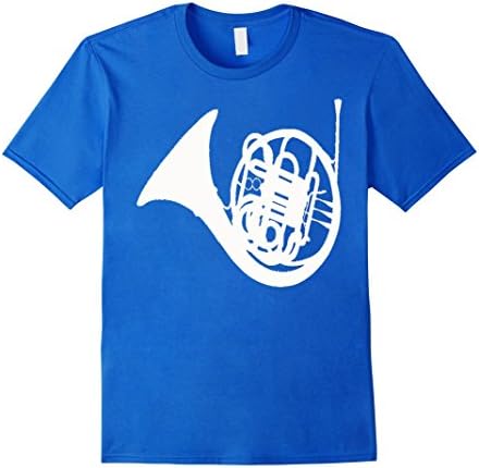 Men's French Horn on a Tee Shirt Small Royal Blue
