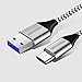 Sepoveda USB Type C Cable Nylon Braided Cord USB Type A to C Fast Charger (Pack-3 11in 39in 78in) Samsung Galaxy S8/S8+,LG G5/G6/V20 More Type-C Devices- Silver Black