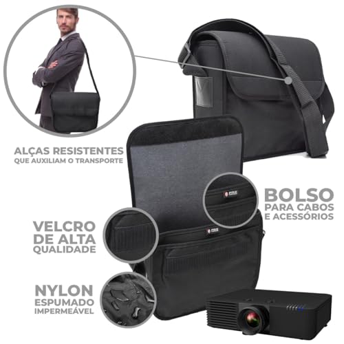 Bolsa Maleta Pasta Para Projetor Datashow 33 X27x10 Polo Culture Premium Acolchoado Compatível Com Epson Nec Sony Acer Beng Ricoh LG