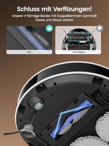 Lefant M3 Robot Vacuum Cleaner with Mop Function, 12000 Pa, Lifting the Mop, LiDAR Navigation, Multi-Floor Mapping, Avoid Obstacles, Anti-Collision, Absorption of Pet Hair, WLAN 2.4G/5G