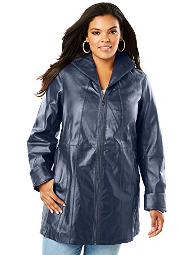 Roamans Women's Plus Size A-Line Leather Jacket - Image 7