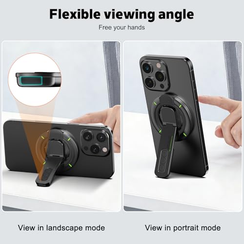 for MagSafe Ring Stand, Double-Sided Magnetic Phone Grip with 360° Finger Ring Holder, Phone Stand Kickstand Compatible with iPhone 17/16/15/14/13/12 & Samsung