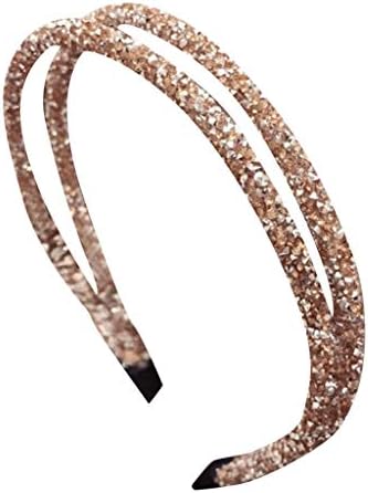 Youdong Full diamond hair band headband super flash double fine crystal side Vintage Headband Elastic Printed Head Wrap Hairband Twisted with Knot Boho Accessories Cocktail Hat Feather Mesh Flower