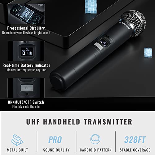 Phenyx Pro Wireless Microphone System, 8-Channel UHF Cordless Mic With