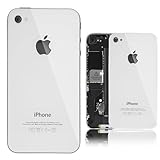 WHITE REAL GLASS iphone 4 AT&T Back Housing Back Cover Battery Replacement Door Glass. Full Housing with frame..