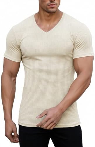 Baggyfly 3 Pack Men's V Neck Thermal Ribbed Shirts Cotton Long