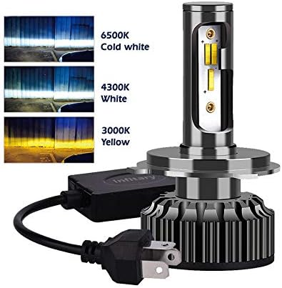 REEMILY 2 Pcs H4 LED H1 H11 9005 9012 H7 LED car headlight 3 color changing headlights 3000K 4300K 6500K flash 72W Auto Lights