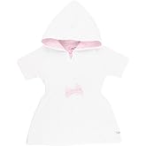 RuffleButts® Girls White w/Pink Seersucker Terry Hoodie Swimsuit Cover-Up - 6