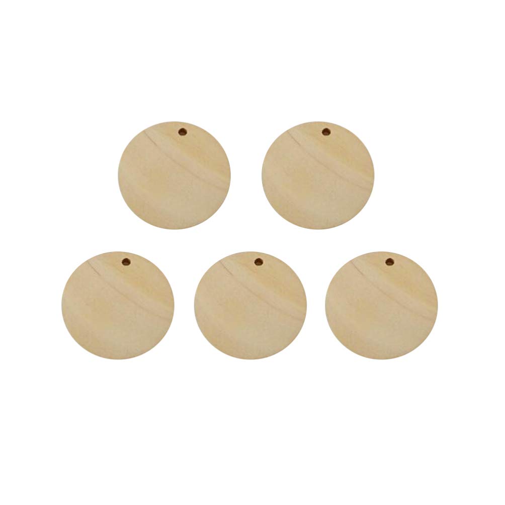 Healifty Nativity Ornaments 50pcs Unfinished Round Wooden Slices with Holes Wood Discs Circles Wood Earring Blanks for DIY Craft Jewelry Findings Charms Pendant 30MM Ornament Earrings