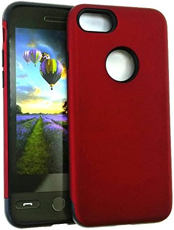 (Apple iPhone 7 Plus) (Hybrid MYVI 2 in 1 Case) Rubberized Dark Red Snap Black Skin