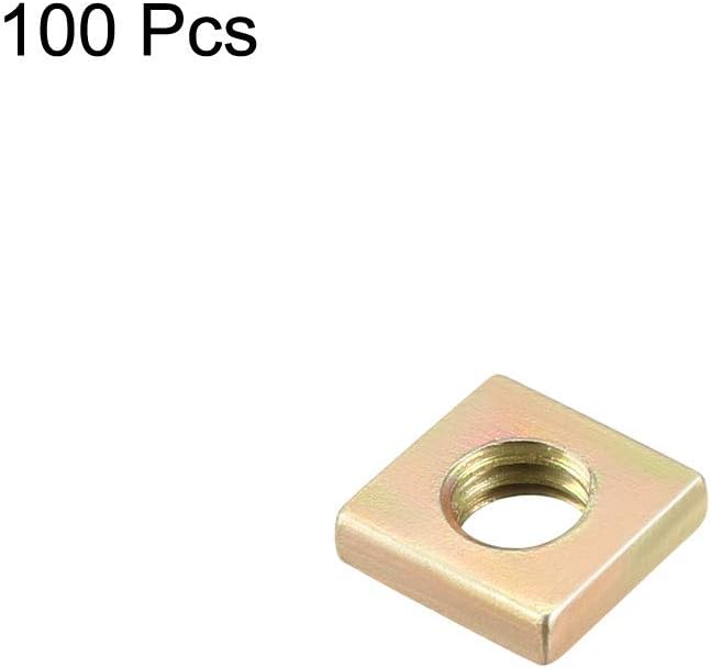 sourcing map Square Nuts, M4x7mmx2mm Yellow Zinc Plated Metric Coarse Thread Assortment Kit, 100 Pcs - Image 4
