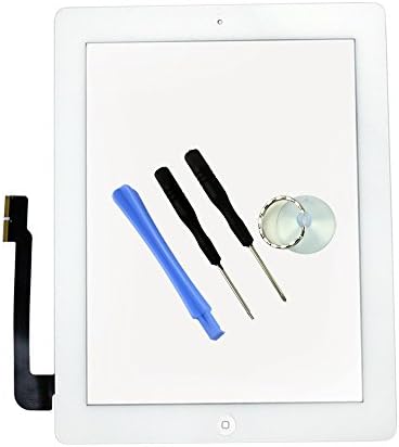 lumn iPad 3/4 3rd 4th Generation Touch Screen Replacement - White Digitizer Front Panel Glass Comes with IC Chip, Home Button, Camera Bracket and Adhesive