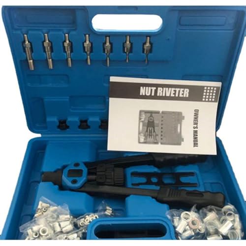 TERRIFI Rivet Nut Gun Tool Kit, 34 cm Hand Riveter with 110pcs Nuts (M3-M12), Includes M3, M4, M5, M6, M8, M10, M12, Pop Rivet Nut Tool Set with Carrying Case