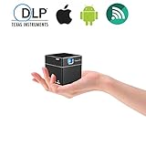 ExquizOn S6 Mini Cube Pico DLP Projector 30,000 Hour LED 1080P Supported HD Wireless WiFi Smart Video Projector Compatible with HDMI Devices Micro SD Card - Includes Mini Tripod