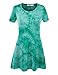 Lock and Love LL WT1066 Womens Scoop Neck Short Sleeve All Over Tie Dye Trapeze Tunic Top XXL JADE