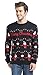Daisysboutique Men's Holiday Reindeer Snowman Santa Snowflakes Sweater (Large, Striped Black)