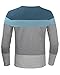 HEMOON Men's Basic Knit Crewneck Color Block Long Sleeve T-Shirt Top Blue L