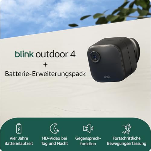 Blink-Kamera (Outdoor 4) + Batterie-Erweiterungspack | Kabellose intelligente HD-Sicherheitskamera, vier Jahre Batterielaufzeit, funktioniert mit Alexa | 1-Kamera-System | IP65 6