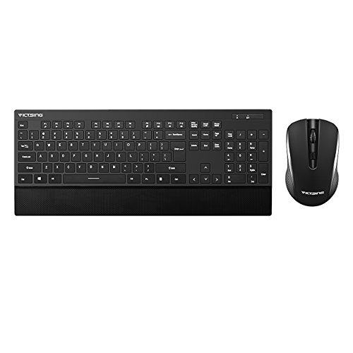 VicTsing Ultra-thin Wireless Keyboard and Mouse Combo with Palm Rest, 2.4GHz Connectivity, Long Battery Life