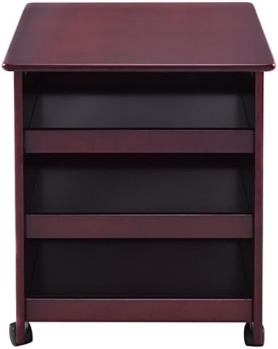 Rolling Wood Storage Cabinet Solid Wood Construction Portable Display Shelves Organizer 3 Shelf Free Standing Home Kitchen Furniture Books Storage Plates Decorative Accessories Durable And Stylish