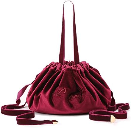 Make up Bag - Cosmetic Bag - Lazy Cosmetic Bag, Toiletry Bags, MHOM Lazy Drawstring Makeup Bag Velvet Storage Organiser for Women Girls (Red Wine)