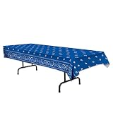 Beistle 59855-B Bandana Tablecover, 54" x 108", Blue/Black/White